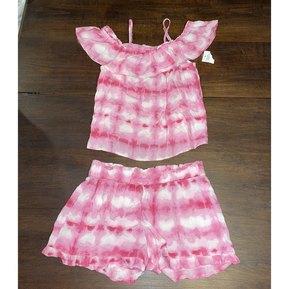 SO Girls Pink Tie Dye Knit Cold Should Top/Bottom Set Size 14/16 NWT